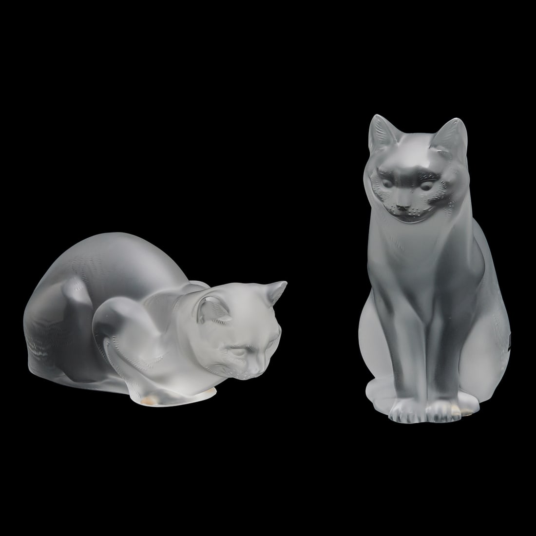 Two Lalique Frosted Crystal Cat Figures (1 of 4)