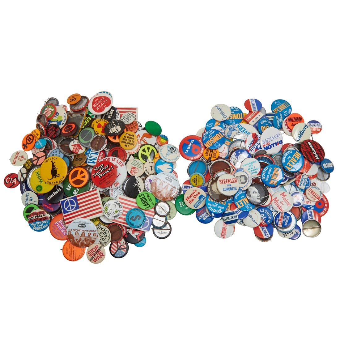 Box of 1960s-1980s Pinback Buttons Including Political (1 of 4)