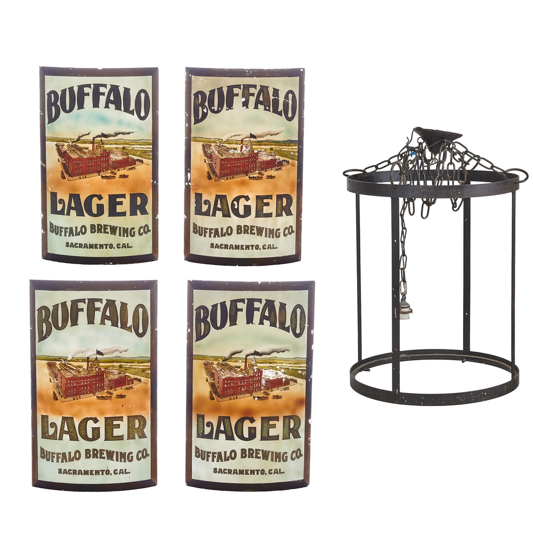 Pre-Prohibition Buffalo Brewing Co. Lager Dawes Reverse Painted Pendant Lamp (1 of 4)