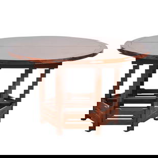 Stickley "Thorsen"  Mahogany Round Dining Table: Stickley &quot;Thorsen&quot; &nbsp;Mahogany Round Dining Table.&nbsp; After a table in the Thorsen House in Pasadena, two leaves included.&nbsp; Stamped numbers &quot;75391, 131, 12&quot;&nbsp;and inc