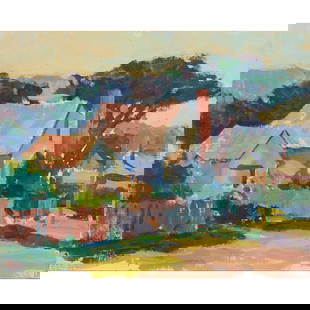Charles Movalli, Neighbor Scene, Oil on Canvas Board: Charles J. Movalli (American, 1945-2016), Neighbor Scene, oil on canvas board, [approximate dimensions - board: 16" H x 20" W], signed verso.