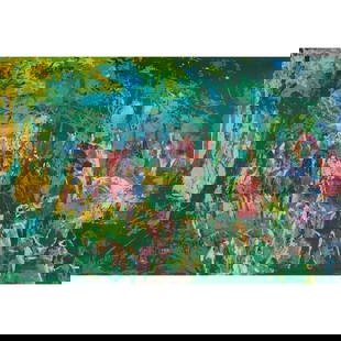 LeRoy Neiman, Chateau Hunt, Screenprint: LeRoy Neiman (American, 1921-2012), &quot;Chateau Hunt,&quot; 1979, screenprint, [approximate dimensions - sight: 26&quot; H x 38 1/2&quot; W], numbered 37/300,&nbsp;Styria Studio embossed stamped,&nb