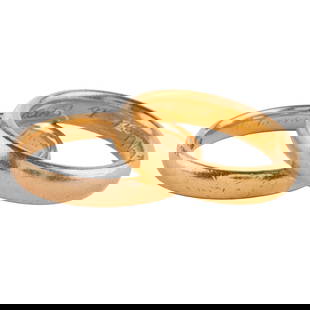 Two Vintage Tiffany & Co. 22k, 18k Yellow Gold Bands: Two Vintage Tiffany & Co. 22k, 18k Yellow Gold Bands. Including one 22k yellow gold 4 mm band, size 6 1/4 together with one 18k yellow gold 3 mm band, size 8. {Gross Weight: 7.3 dwts} Note: Both m