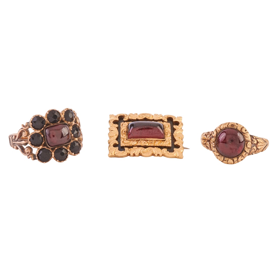 Collection of Three Georgian Garnet, Yellow Gold Jewelry Items (1 of 7)