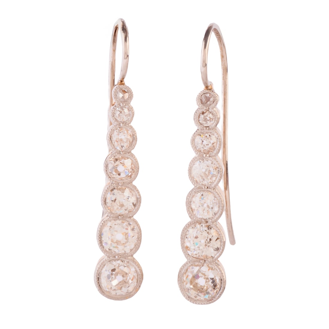 Pair of Vintage Diamond, Platinum-Topped, 14k Yellow Gold Earrings (1 of 3)