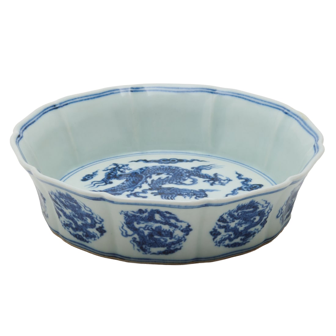 Chinese Porcelain Blue and White Lobed Shallow Bowl (1 of 4)