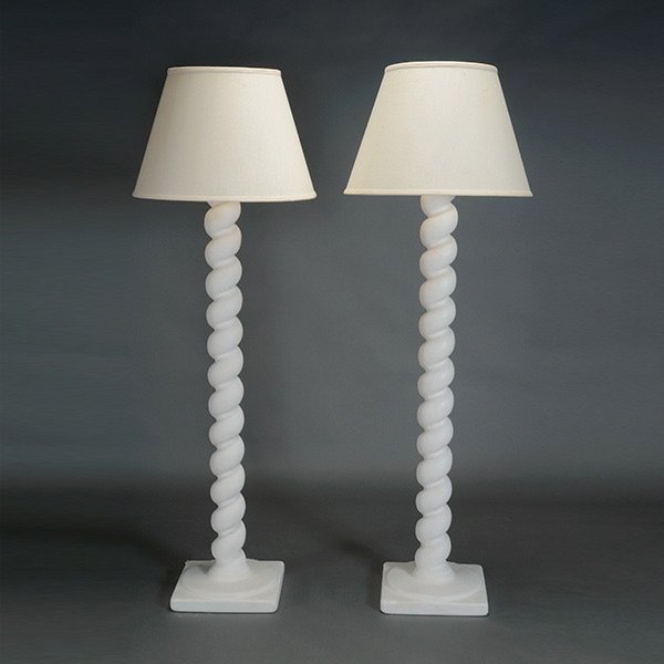 Pair of Michael Taylor Column Spiral Floor Lamps.: Pair of Michael Taylor Column Spiral Floor Lamps.