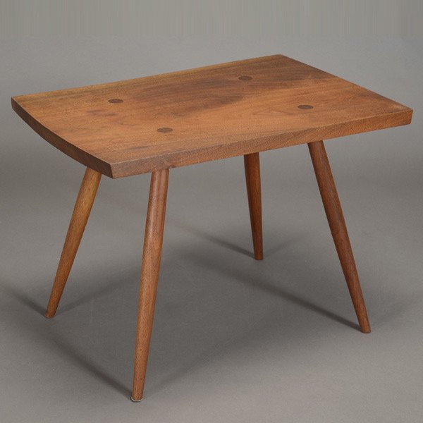 George Nakashima Free Edge Side Table.: George Nakashima Free Edge Side Table. Measures approximately 21 x 29 x 21 1/2 inches.