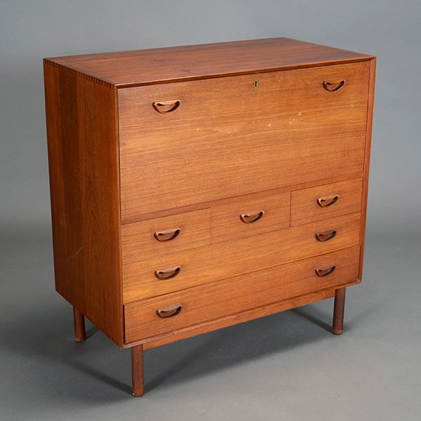 Peter Hvidt Drop Front Desk.: Peter Hvidt Drop Front Desk. Measuring approximately 37 inches in height, 35 inches in width and 19 inches in depth.