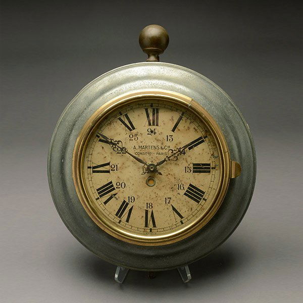 Pocket Watch Form Wall Clock: French Retail Pocket Watch Form Wall Clock Case, enameled dial marked "A. Martens & Cie Constrs-Paris" {Diameter 18 inches} [now fitted with a modern quartz movement; light rust and losses to clock fa