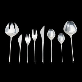 Mid Century Modern International Vision Pattern Sterling Silver Flatware Set
