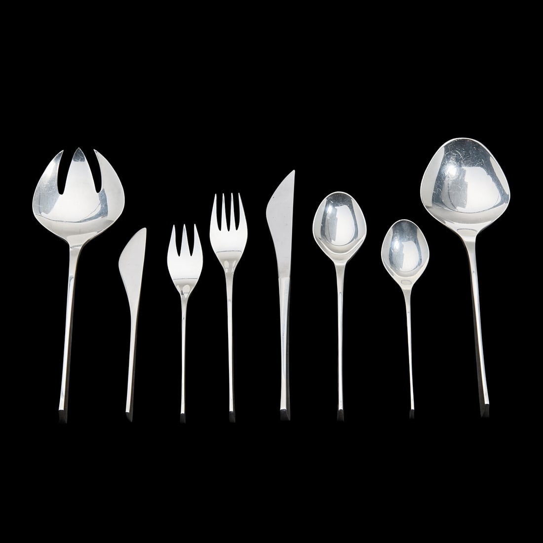 Mid Century Modern International Vision Pattern Sterling Silver Flatware Set