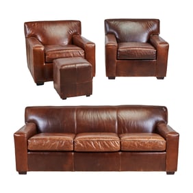 Mitchell Gold Leather Living Room Seating Suite