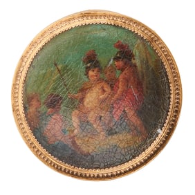 14k Two-Tone Gold Round Box with Painted Miniature