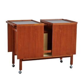 Danish Mid Century Modern N.E. Glasdam Teak Bar Cart