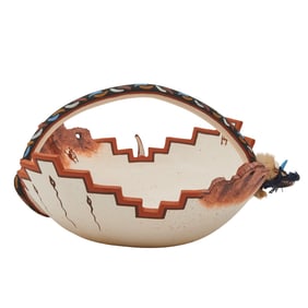Marcus Homer Native American Zuni Pottery Basket Bowl