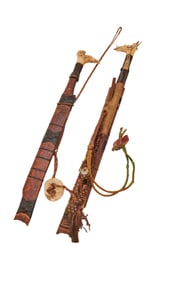 Two Borneo Dayak Mandau Swords with Sheaths