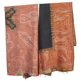 Two French Jacquard Woven Paisley Shawls