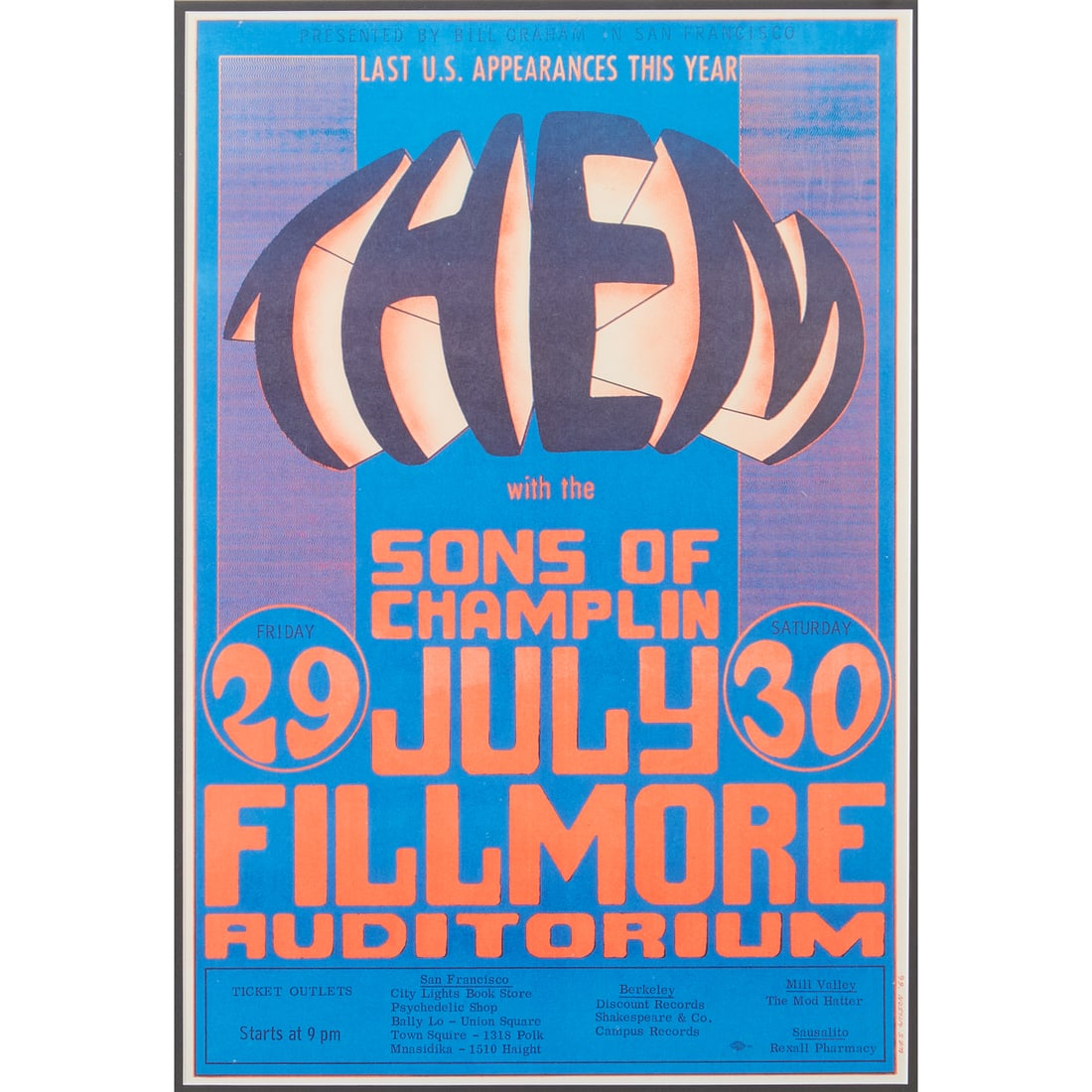 BG-20 Them Sons of Champlin Fillmore Wes Wilson 1966 1st Printing Poster (1 of 4)
