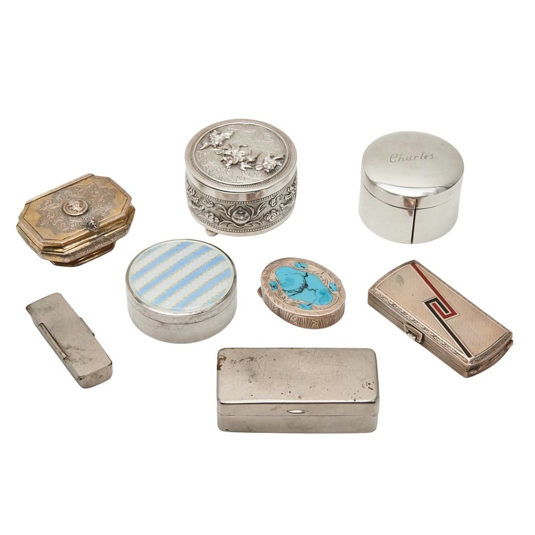 Collection of Antique Small Silver Boxes (1 of 5)