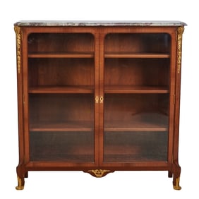 French Transitional Style Marble Top Bookcase