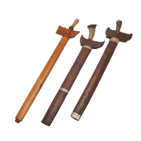 Three Indonesian Kris Swords in Sheaths