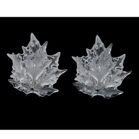 Pair of Lalique Frosted Crystal Champs Elysees Sconces