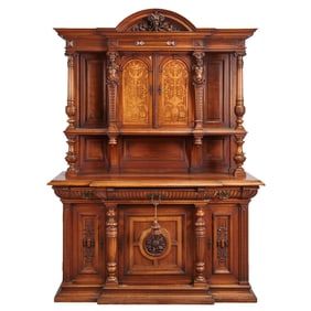 Renaissance Revival Inlaid Mahogany Sideboard