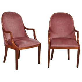 Pair of Dessin Fournir Attributed Mahogany Gondola Chairs
