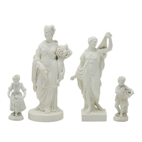 Four Derby Bisque Porcelain Figures