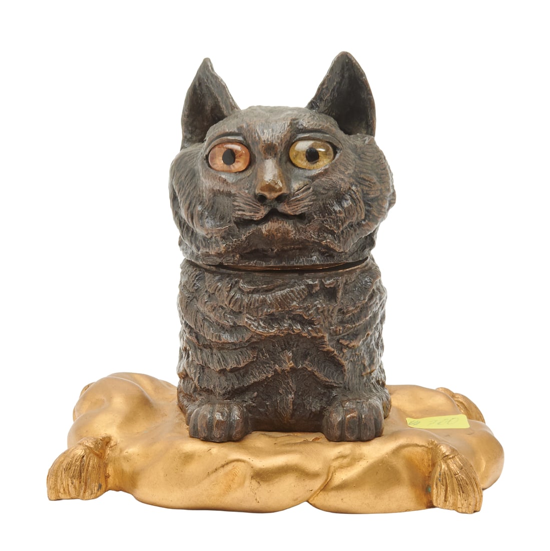 Antique Bronze Figural Cat Inkwell (1 of 4)