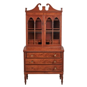 New England Late Classical Mahogany Secretary