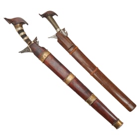 Two Filipino Moro Kris Swords with Sheaths