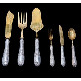 Italian Hollow Handle 800 Silver Flatware Set