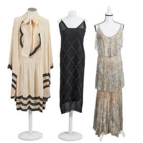 Three 1920s 1930s Outfits, including Two Piece Summer Dress Ensemble