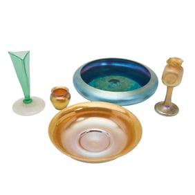 Five Steuben Glass Vessels