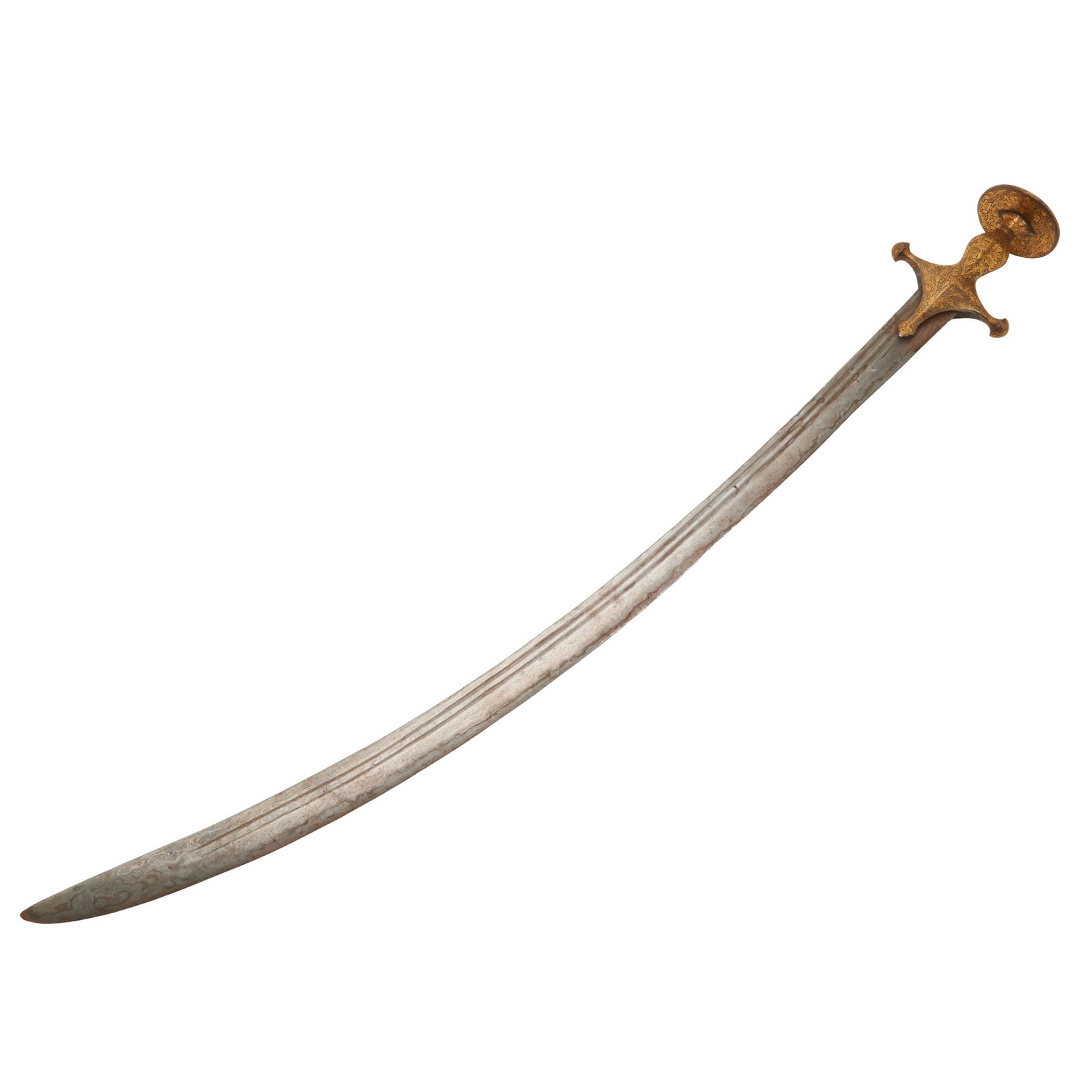 Indian Tulwar Sword with Damascus Blade and Koftgari Hilt (1 of 2)