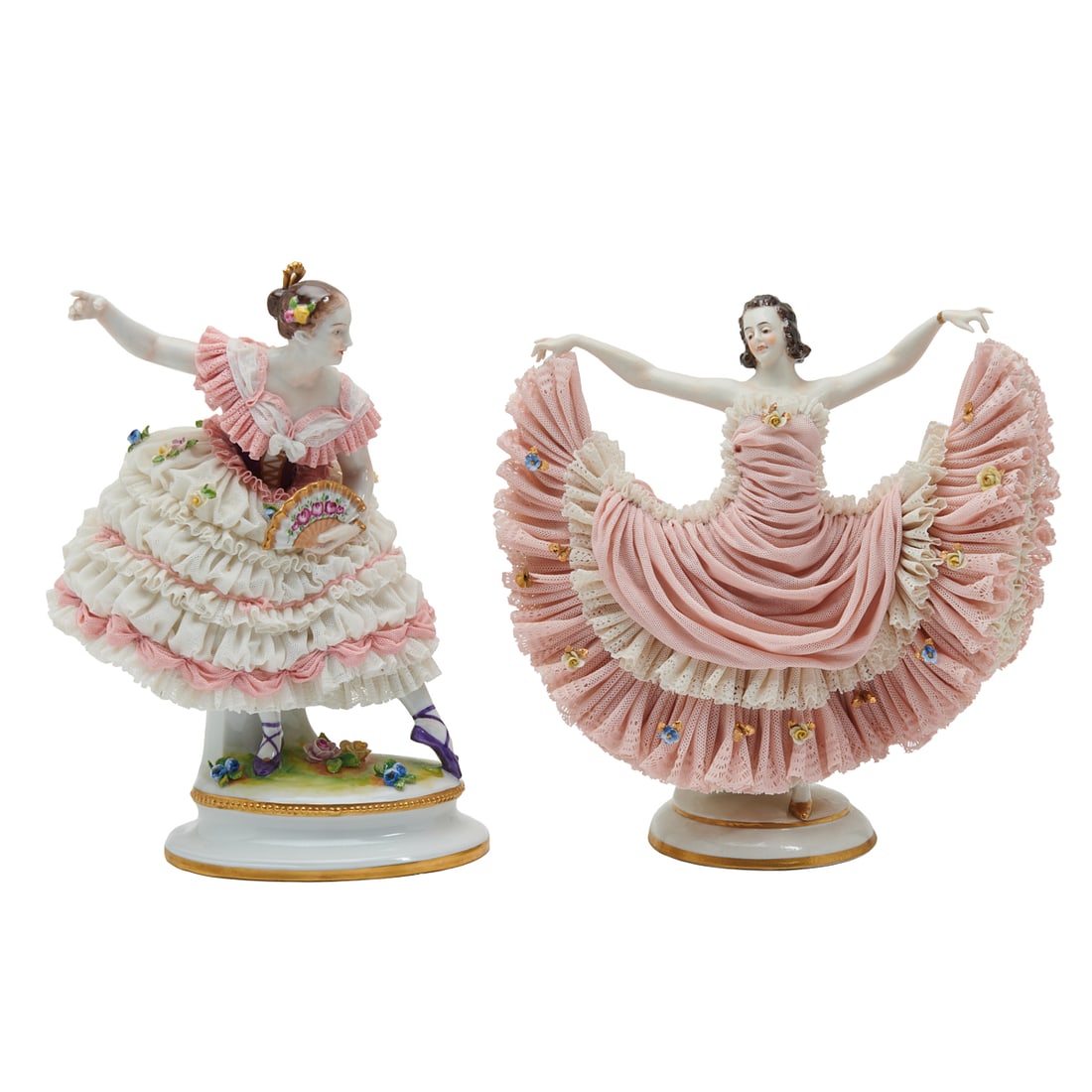 Two Dresden Lace Figures Including Volkstedt (1 of 6)