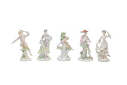Five Eighteenth Century Porcelain Figures, Mostly Derby