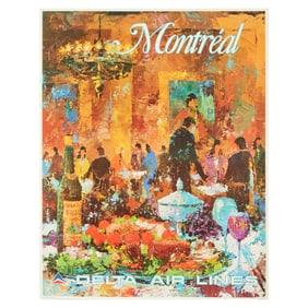1970s Jack Laycox for Delta Airlines Travel Poster, Montreal