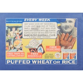 Framed Vintage 1930s Babe Ruth Quaker Advertisement