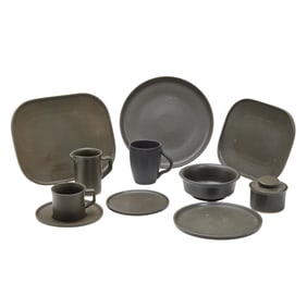 Govancroft Lauffer Black Stoneware Dinnerware Set
