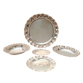 Set of Mexican Sterling Silver Trays and Bowls