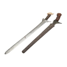 Two Malaysian Kris Swords Including Damascus Steel