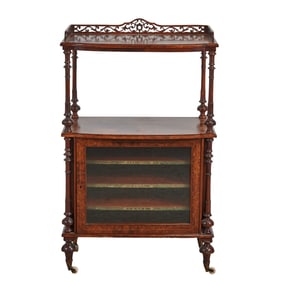 19th Century Aesthetic Movement Inlaid Burl Walnut Record Cabinet