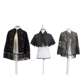 Three Victorian Black Capes including Embroidered Velvet