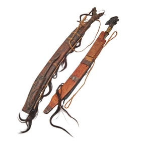 Two Borneo Dayak Mandau Swords with Sheaths