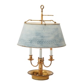 Gilt Bronze and Brass Bouillotte Lamp with Metal Shade