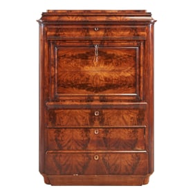 Continental Biedermeier Flame Mahogany Secretaire a Abbattant