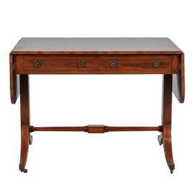 Regency Style Inlaid Rosewood Drop Leaf Writing Table